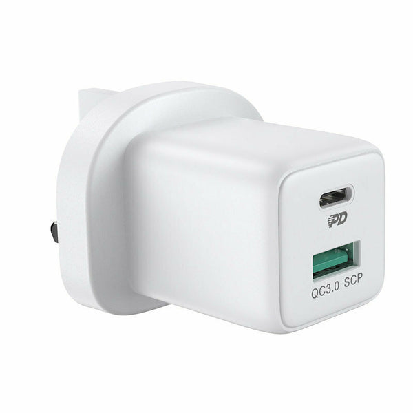 Joyroom Φορτιστής Χωρίς Καλώδιο με Θύρα USB-A και Θύρα USB-C 30W Power Delivery / Quick Charge 3.0 Λευκός (L-QP303) (UK Plug)