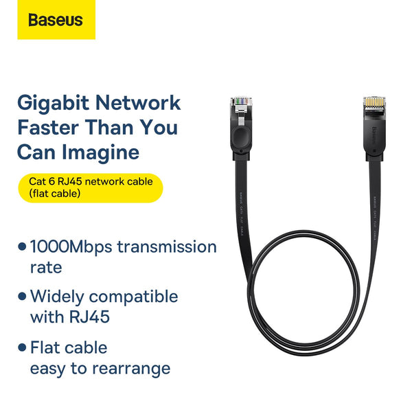 Baseus U/UTP Cat.6 Cable 1m Μαύρο (PCWL-B01)