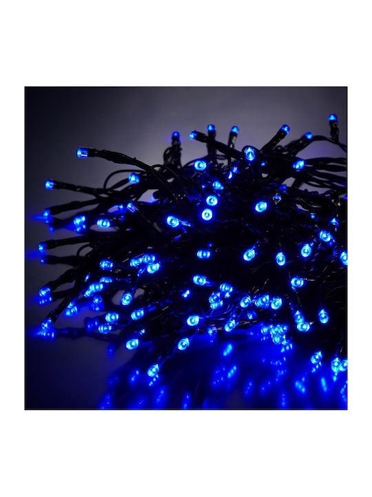 100 Χριστουγεννιάτικα Λαμπάκια LED Μπλε 8μ σε Σειρά με Πράσινο Καλώδιο και Προγράμματα XLALED100-GB/31V TnS